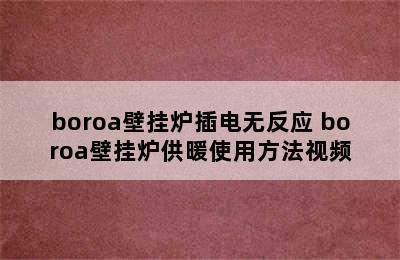 boroa壁挂炉插电无反应 boroa壁挂炉供暖使用方法视频